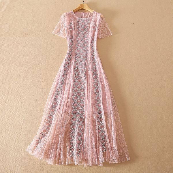 casual dresses european and american women's wear for spring short-sleeved round neck with sequined lace fashion pink pleated dress 8kz, Black;gray
casual dresses european and american women's wear for spring short-sleeved round neck with sequined lace fashion pink pleated dress 8kz, Black;gray