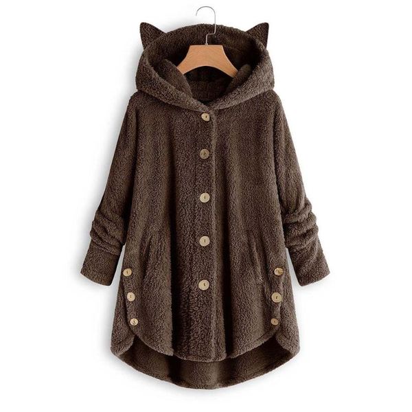 women's jackets winter ladies warm button coat solid hooded pullover loose sweater blouse plus size fashion solid color women, Black;brown
women's jackets winter ladies warm button coat solid hooded pullover loose sweater blouse plus size fashion solid color women, Black;brown