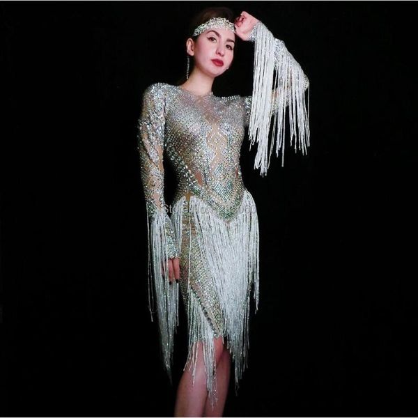 party decoration sparkly silver stones white tassel strech dress women's birthday prom celebrate outfit bar evening women dancer fringe
party decoration sparkly silver stones white tassel strech dress women's birthday prom celebrate outfit bar evening women dancer fringe