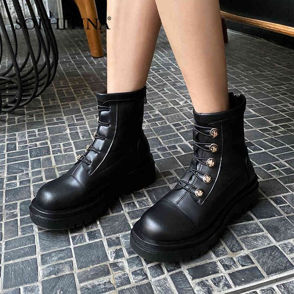 sophitina winter women ankle boots warm fashion genuine leather zipper shoes round toe plus size 34-43 platform lady shoes so913 210513, Black
sophitina winter women ankle boots warm fashion genuine leather zipper shoes round toe plus size 34-43 platform lady shoes so913 210513, Black