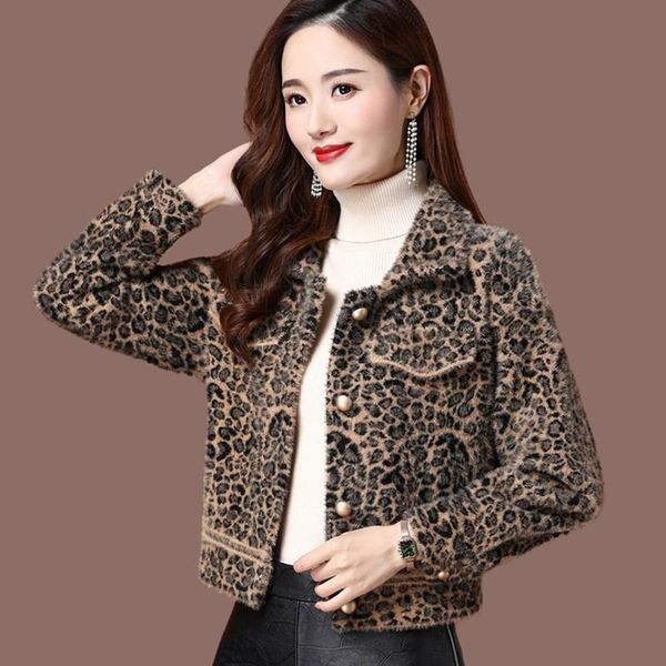 women's fur & faux jackets plus size short coats 2021 autumn imitation mink leopard print splicing skinny jacket woman, Black
women's fur & faux jackets plus size short coats 2021 autumn imitation mink leopard print splicing skinny jacket woman, Black
