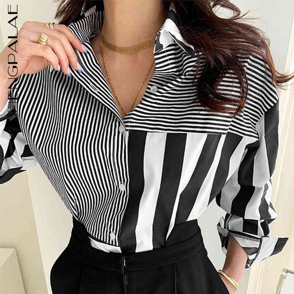 women's blouses & shirts contrast color striped blouse spring lapel loose single breasted long sleeve shirt female 5c199 1h5d, White
women's blouses & shirts contrast color striped blouse spring lapel loose single breasted long sleeve shirt female 5c199 1h5d, White