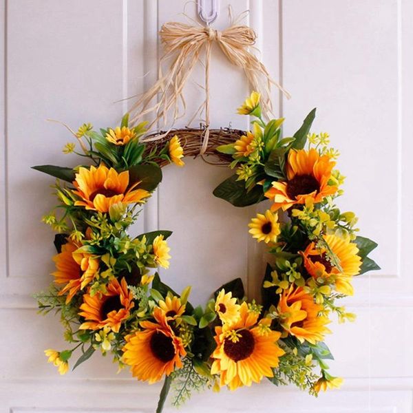 artificial sunflower wreath flower with yellow and green leaves for front door indoor or outdoor wall wedding decorative flowers & wreaths
artificial sunflower wreath flower with yellow and green leaves for front door indoor or outdoor wall wedding decorative flowers & wreaths
