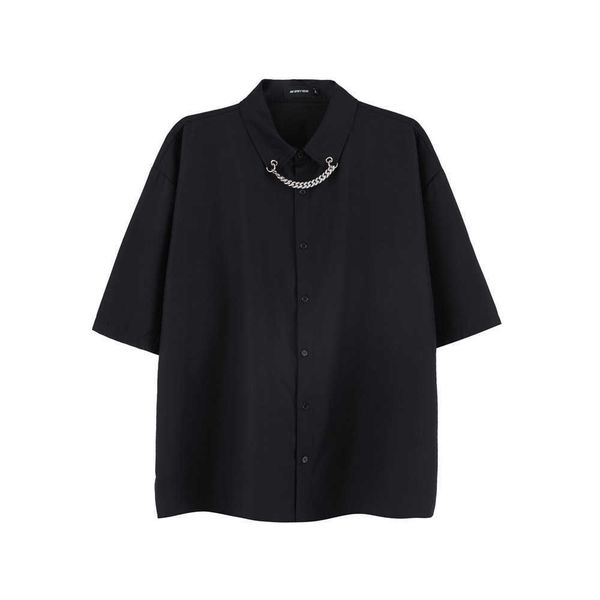 fashion shirt black tie chain design solid color short sleeve men's high street hip hop trend t-shirt loose quarter, White;black
fashion shirt black tie chain design solid color short sleeve men's high street hip hop trend t-shirt loose quarter, White;black