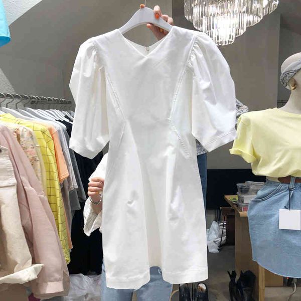 spring summer new solid v neck slim high waist puff sleeve a line white dress women 210421, Black;gray
spring summer new solid v neck slim high waist puff sleeve a line white dress women 210421, Black;gray