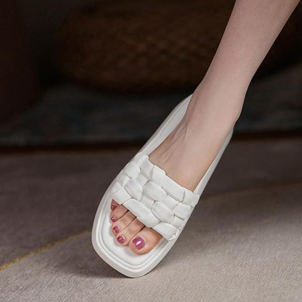 slippers 2021 women weave summer platform female square toe solid slides ladies soft bottom concise casual fashion flat, Black
slippers 2021 women weave summer platform female square toe solid slides ladies soft bottom concise casual fashion flat, Black