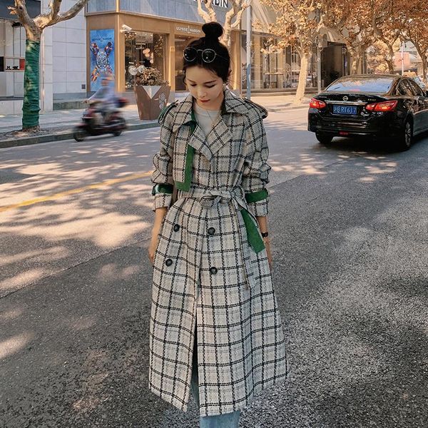 women's wool & blends fashion korean style double breasted belted vintage plaid long woolen trench coat winter clothes elegant loose ov, Black
women's wool & blends fashion korean style double breasted belted vintage plaid long woolen trench coat winter clothes elegant loose ov, Black