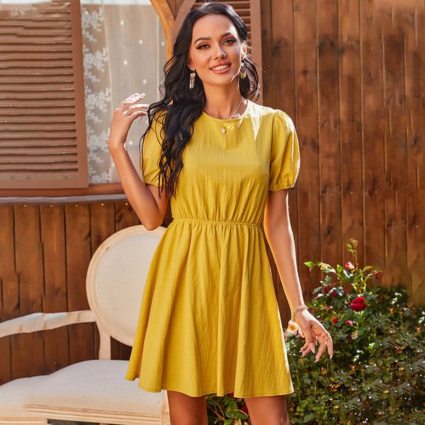 2021 spring new solid backless casual short sleeve o neck mini for women high waist summer dress, Black;gray
2021 spring new solid backless casual short sleeve o neck mini for women high waist summer dress, Black;gray