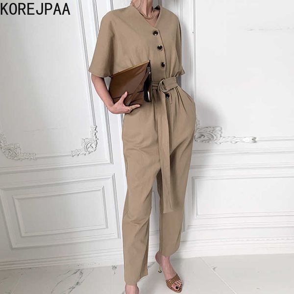 korejpaa women jumpsuits summer korean chic ladies french elegant v-neck single-breasted loose casual puff sleeve trousers 210526, Black;white
korejpaa women jumpsuits summer korean chic ladies french elegant v-neck single-breasted loose casual puff sleeve trousers 210526, Black;white