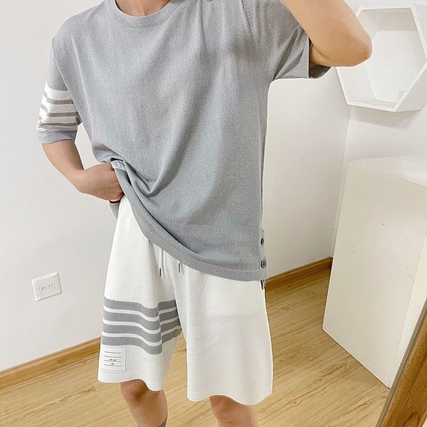 summer knitted ice hemp tb short for men and women lovers four bar round neck casual sports half sleeve t-shirt, White
summer knitted ice hemp tb short for men and women lovers four bar round neck casual sports half sleeve t-shirt, White