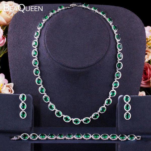 earrings & necklace beaqueen exclusive costume jewellery luxury green cubic zirconia earring bracelets party jewelry set for women js273, Silver
earrings & necklace beaqueen exclusive costume jewellery luxury green cubic zirconia earring bracelets party jewelry set for women js273, Silver