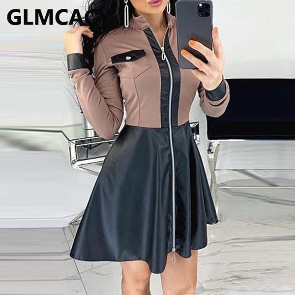women long sleeve zipper front skater dress pu leather patchwork dresses casual, Black;gray
women long sleeve zipper front skater dress pu leather patchwork dresses casual, Black;gray