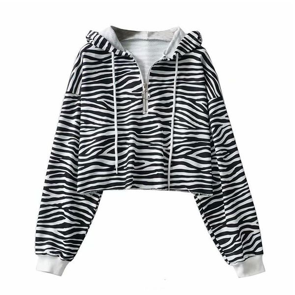 women's hoodies & sweatshirts zebra striped hoodie in autumn and winter european american style loose short furry, Black
women's hoodies & sweatshirts zebra striped hoodie in autumn and winter european american style loose short furry, Black