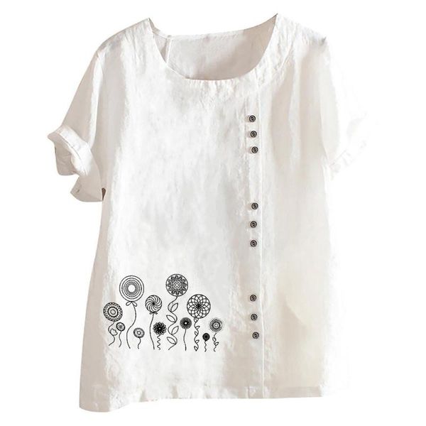 women's blouses & shirts elegant printed summer blouse 2021 vintage button o neck blusa female short sleeve tunic plus size camisa, White
women's blouses & shirts elegant printed summer blouse 2021 vintage button o neck blusa female short sleeve tunic plus size camisa, White