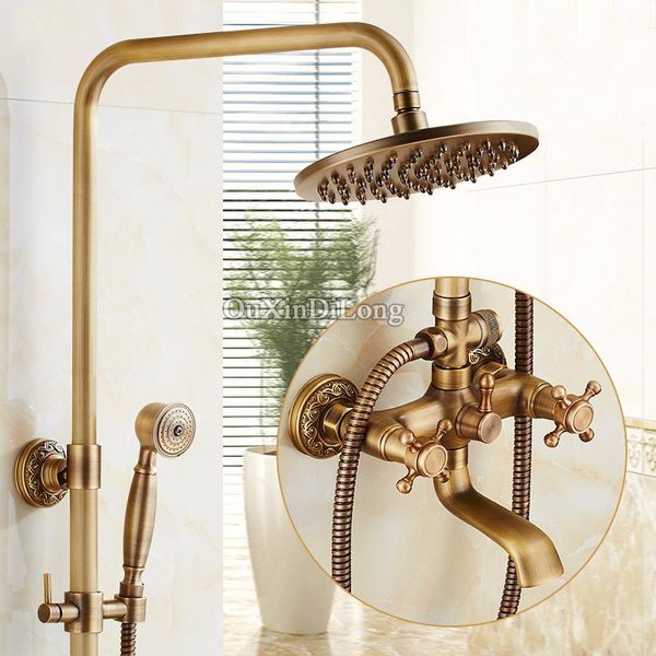 antique brass shower faucets bathroom faucet set mixer tap with hand sprayer wall mounted bath sets 8" rainfall
antique brass shower faucets bathroom faucet set mixer tap with hand sprayer wall mounted bath sets 8" rainfall