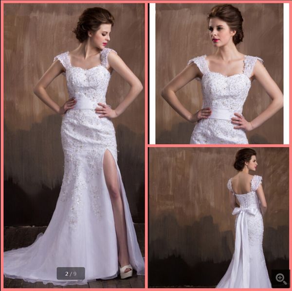 robe de mariage white tulle mermaid wedding dress cap sleeve lace appliques beaded elegant bride dresses sweetheart neck with split modern b
robe de mariage white tulle mermaid wedding dress cap sleeve lace appliques beaded elegant bride dresses sweetheart neck with split modern b