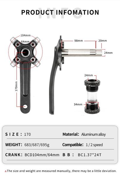 bike heels & chainwheels bicycle crank chainwheel 104bcd mtb crankset aluminum alloy with bottom 170mm black 32t 34t 36t 38t plate
bike heels & chainwheels bicycle crank chainwheel 104bcd mtb crankset aluminum alloy with bottom 170mm black 32t 34t 36t 38t plate