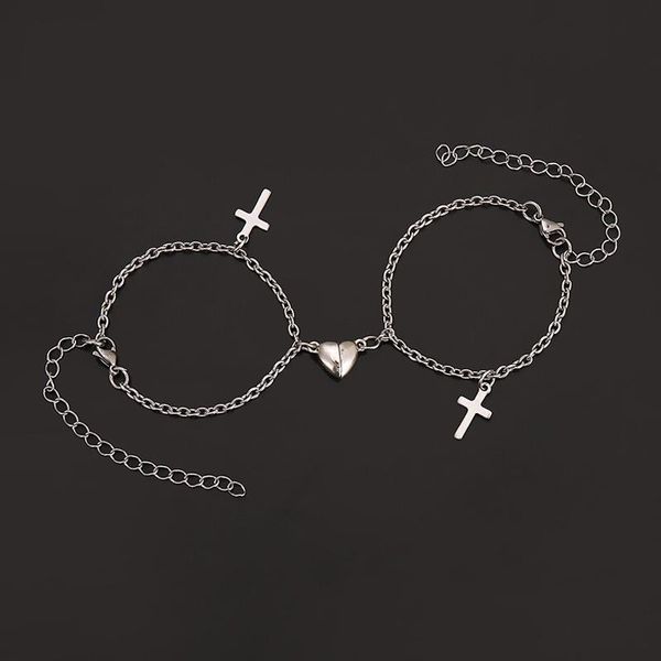 link, chain heart shaped magnet attraction bracelet for couples titanium steel cross paired bracelets friendship jewelry gifts, Black
link, chain heart shaped magnet attraction bracelet for couples titanium steel cross paired bracelets friendship jewelry gifts, Black
