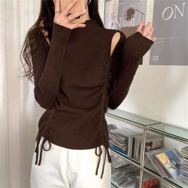 women's sweaters knitted thicken bottom casual women drawstring 2021 off shoulders slim stylish solid pullover jumpers, White;black
women's sweaters knitted thicken bottom casual women drawstring 2021 off shoulders slim stylish solid pullover jumpers, White;black