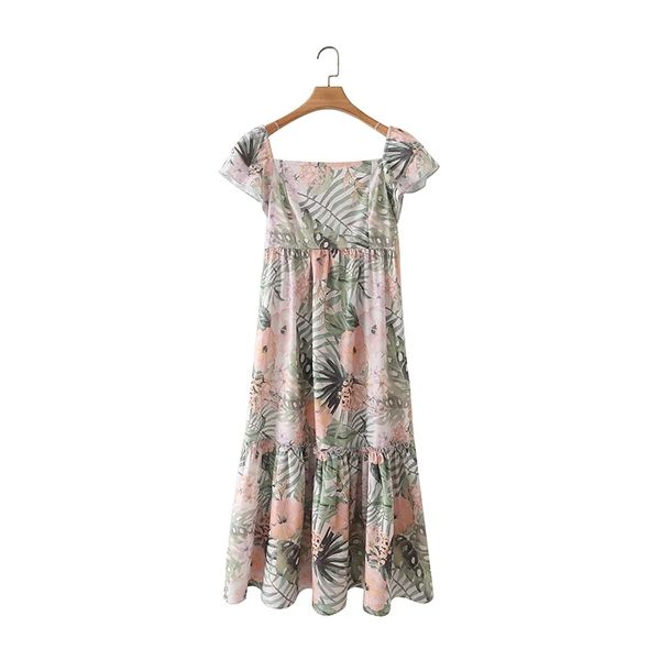 summer women leaf printing square collar midi dress female butterfly sleeve clothes casual lady loose vestido d7768 210430, Black;gray
summer women leaf printing square collar midi dress female butterfly sleeve clothes casual lady loose vestido d7768 210430, Black;gray