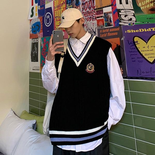 men's vests couple twist college style sweater knit vest control, Black;white
men's vests couple twist college style sweater knit vest control, Black;white