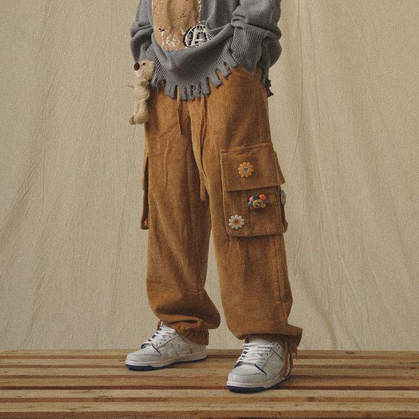 japanese streetwear corduroy pants male vintage brown cargo pockets oversized korean wide leg hip hop trousers, Black
japanese streetwear corduroy pants male vintage brown cargo pockets oversized korean wide leg hip hop trousers, Black