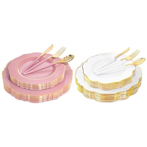 dishes & plates 50-piece disposable tableware bronzing lace-shaped plastic plate set birthday wedding party supplies
dishes & plates 50-piece disposable tableware bronzing lace-shaped plastic plate set birthday wedding party supplies