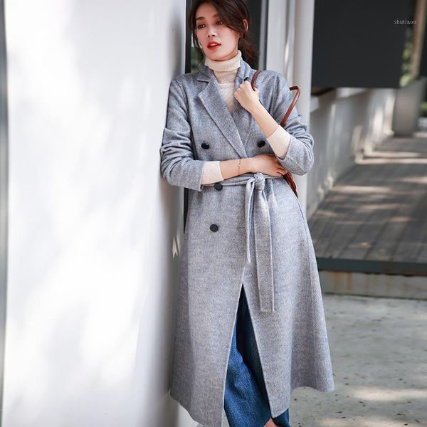 women's wool & blends women double breast cashmere overcoats winter woolen jackets high end long handmade grey outwear plus size elegan, Black
women's wool & blends women double breast cashmere overcoats winter woolen jackets high end long handmade grey outwear plus size elegan, Black