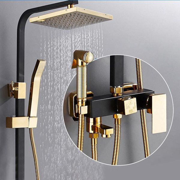 bathroom shower sets black gold faucet set rainfall mixer tap bathtub 4-way with bidet
bathroom shower sets black gold faucet set rainfall mixer tap bathtub 4-way with bidet