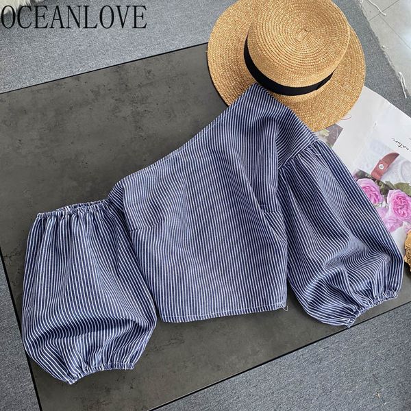 striped blusas short skew neck fashion women blouses puff sleeve vintage summer shirts ladies 17169 210415, White
striped blusas short skew neck fashion women blouses puff sleeve vintage summer shirts ladies 17169 210415, White