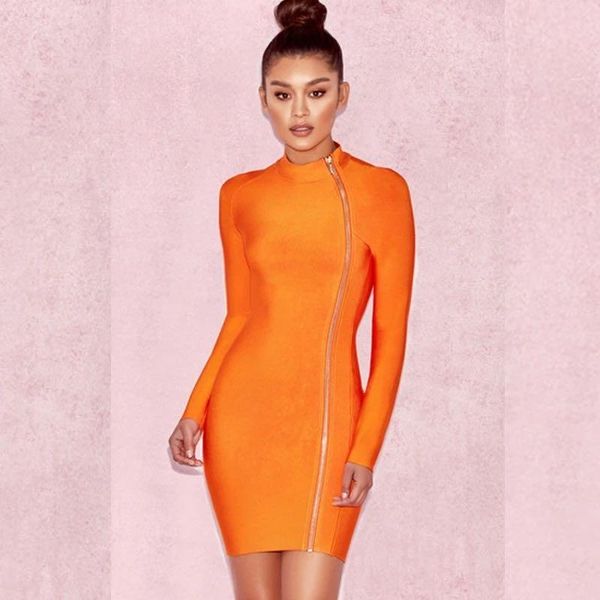 casual dresses women fashion elegant zipperes full o-neck mini bandage dress, Black;gray
casual dresses women fashion elegant zipperes full o-neck mini bandage dress, Black;gray