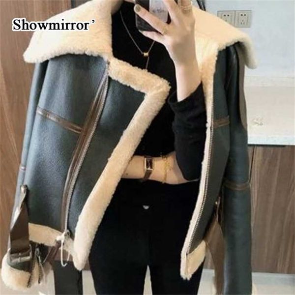 showmirrorthickness faux leather jacket women winter coat female clothes sheep shearing jacket lady keep warm lambswoo 211108, Black
showmirrorthickness faux leather jacket women winter coat female clothes sheep shearing jacket lady keep warm lambswoo 211108, Black