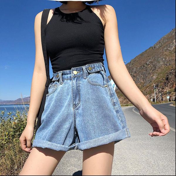 loose denim jeans summer student womens shorts joker adjust waist wide leg plus size, White;black
loose denim jeans summer student womens shorts joker adjust waist wide leg plus size, White;black