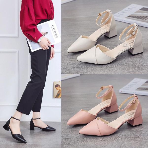 solid patchwork pointy toe sandals women ankle buckle closed sandalias fresh korean sewing chunky high heels femmes sandales, Black
solid patchwork pointy toe sandals women ankle buckle closed sandalias fresh korean sewing chunky high heels femmes sandales, Black