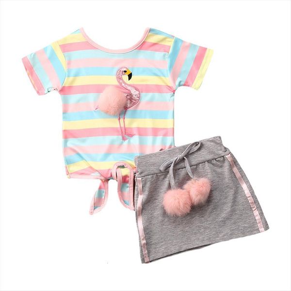 2 pcs baby clothes sets toddler rainbow striped princess kids t shirt girl mini skirt outfits, White
2 pcs baby clothes sets toddler rainbow striped princess kids t shirt girl mini skirt outfits, White