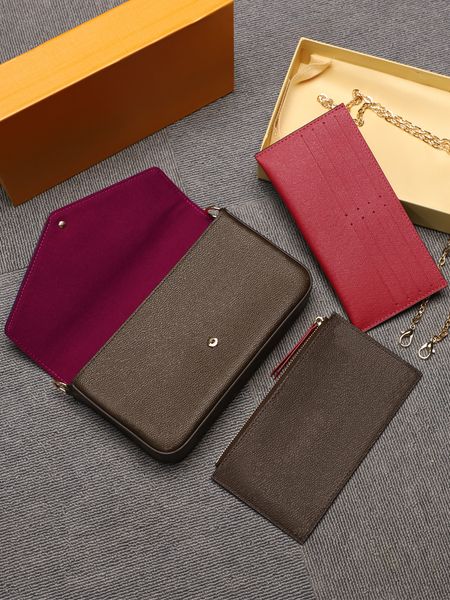 good quality luxury bags design women three-piece chain wallet fashion messenger shoulder bag lady's clutch purse letter print wallets
good quality luxury bags design women three-piece chain wallet fashion messenger shoulder bag lady's clutch purse letter print wallets