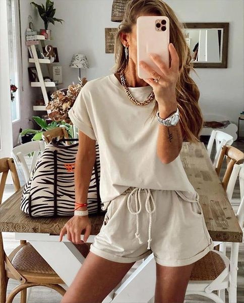 casual solid two piece suit women tracksuits summer elastic waist color leisure pajamas set 2 o neck, Gray
casual solid two piece suit women tracksuits summer elastic waist color leisure pajamas set 2 o neck, Gray