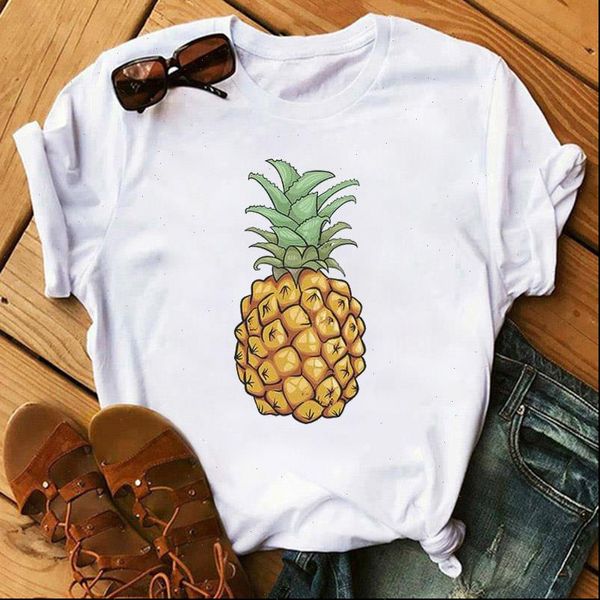 women t shirt cute fashion fruit pineapple graphic printed female casual collar short sleeve, White
women t shirt cute fashion fruit pineapple graphic printed female casual collar short sleeve, White
