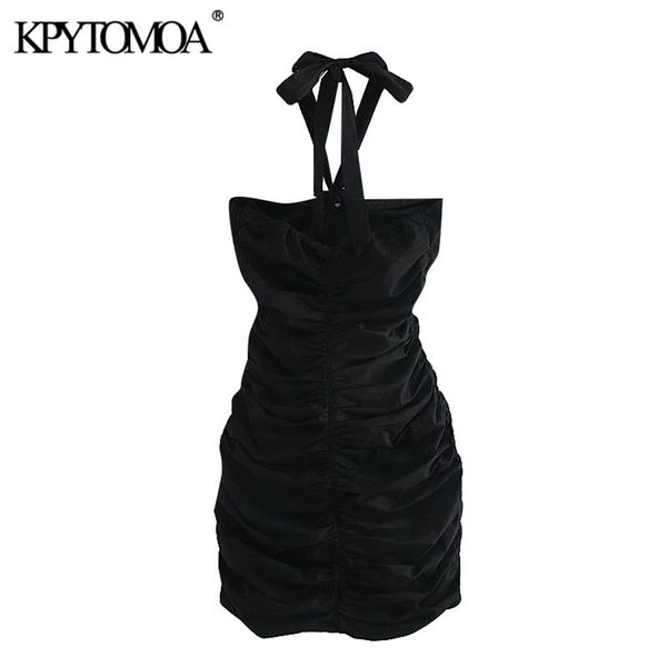women fashion draped mini halter dress vintage back bow tied side zipper female dresses vestidos mujer 210420, Black;gray
women fashion draped mini halter dress vintage back bow tied side zipper female dresses vestidos mujer 210420, Black;gray