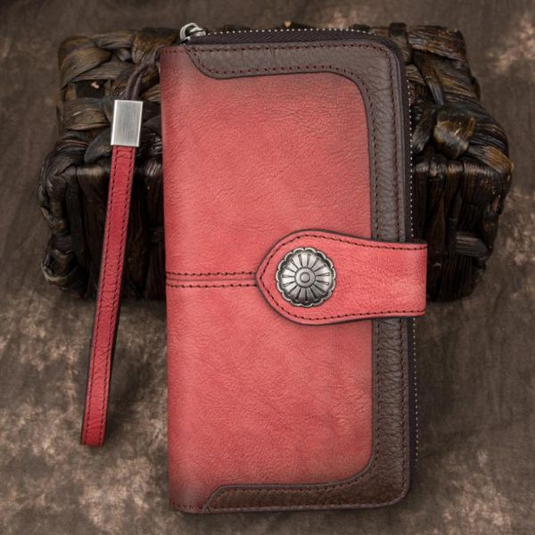 wallets luufan lady's hand wallet head cowhide vintage genuine leather purse long zipper, Red;black
wallets luufan lady's hand wallet head cowhide vintage genuine leather purse long zipper, Red;black
