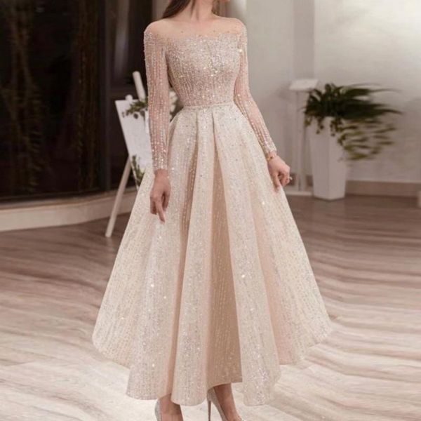 party dresses customized sequined long-sleeved perspective prom dress banquet evening, White;black
party dresses customized sequined long-sleeved perspective prom dress banquet evening, White;black