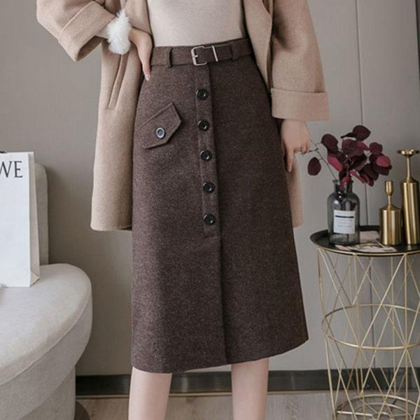 skirts autumn winter women split high waist sashes button mid length pleated midi skirt woolen, Black
skirts autumn winter women split high waist sashes button mid length pleated midi skirt woolen, Black