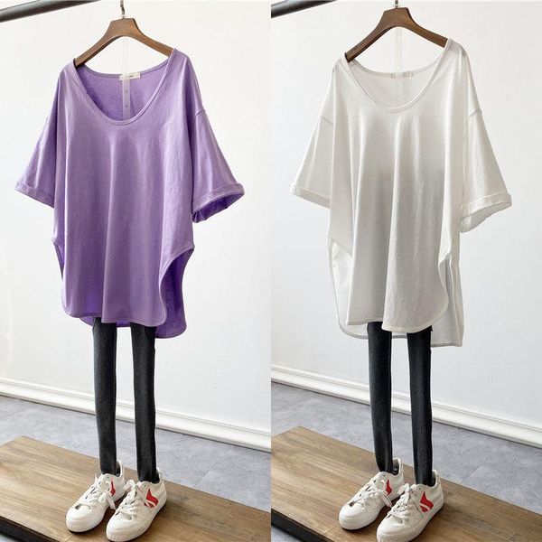 women's t-shirt oversized loose solid long women t-shirts summer 2021 o-neck batwing sleeved casual female pulls outwear tees, White
women's t-shirt oversized loose solid long women t-shirts summer 2021 o-neck batwing sleeved casual female pulls outwear tees, White