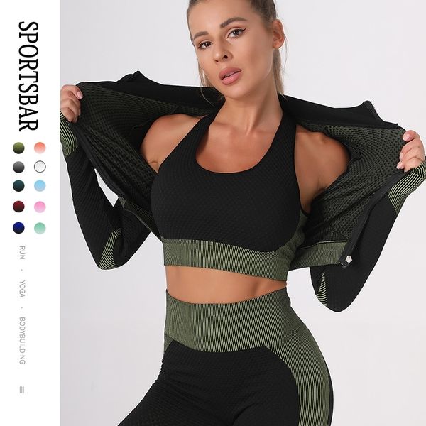 seamless yoga exercise suit hip lift elastic fitness zipper sweatshirt three piece women's, Gray
seamless yoga exercise suit hip lift elastic fitness zipper sweatshirt three piece women's, Gray