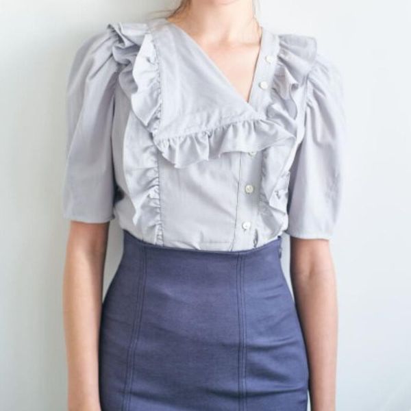 women's blouses & shirts irregular turn-down collar button up shirt japan style sweet patchwork women summer 2021 elegant solid blusa, White
women's blouses & shirts irregular turn-down collar button up shirt japan style sweet patchwork women summer 2021 elegant solid blusa, White