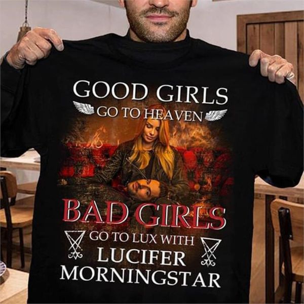 men's t-shirts good girls go to heaven bad lux with lucifer morningstar men women cotton tee, White;black
men's t-shirts good girls go to heaven bad lux with lucifer morningstar men women cotton tee, White;black