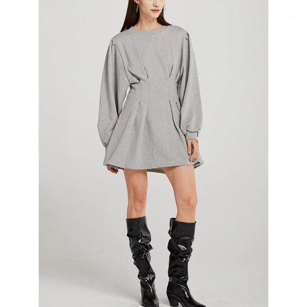 fashion pleated dress lantern sleeve a-line sweater gray black dresses for women o neck mini xl streetwear casual, Black;gray
fashion pleated dress lantern sleeve a-line sweater gray black dresses for women o neck mini xl streetwear casual, Black;gray
