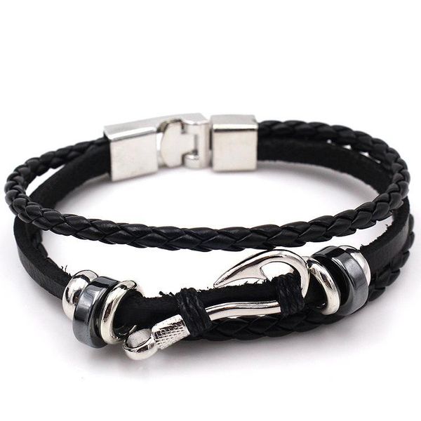european and american non-mainstream punk genuine leather vintage bracelet fishing hook ring link, chain, Black
european and american non-mainstream punk genuine leather vintage bracelet fishing hook ring link, chain, Black