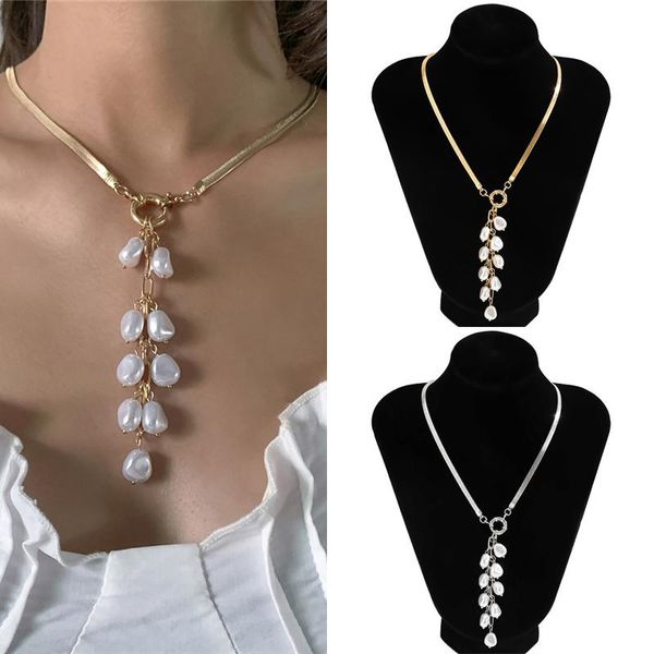 pendant necklaces bohemian metal chain irregular pearl necklace for women men girls bohe beach pearls tassel 2021 trend jewelry, Silver
pendant necklaces bohemian metal chain irregular pearl necklace for women men girls bohe beach pearls tassel 2021 trend jewelry, Silver