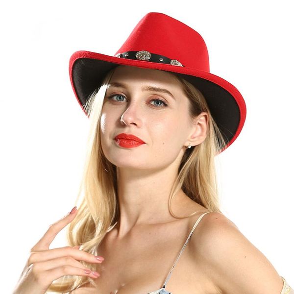 cloches wide brim black red patchwork wool felt trilby western cowboy jazz fedora hats for women men plain fascinator party, Blue;gray
cloches wide brim black red patchwork wool felt trilby western cowboy jazz fedora hats for women men plain fascinator party, Blue;gray